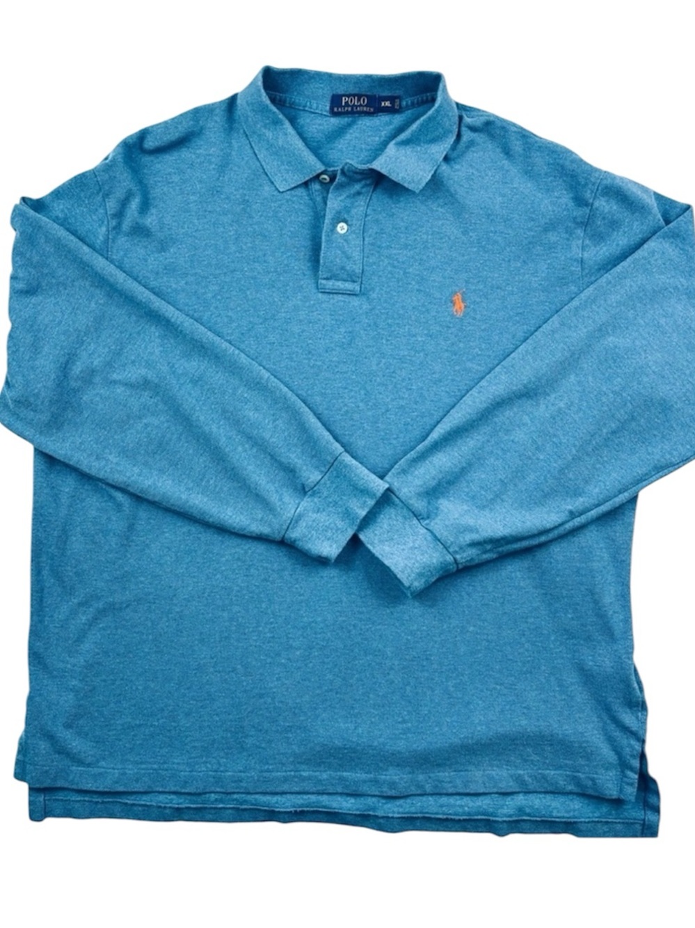 Polo Ralph Lauren Turquoise Collar 100% Cotton Long Sleeve 3/4 Button Polo XXL